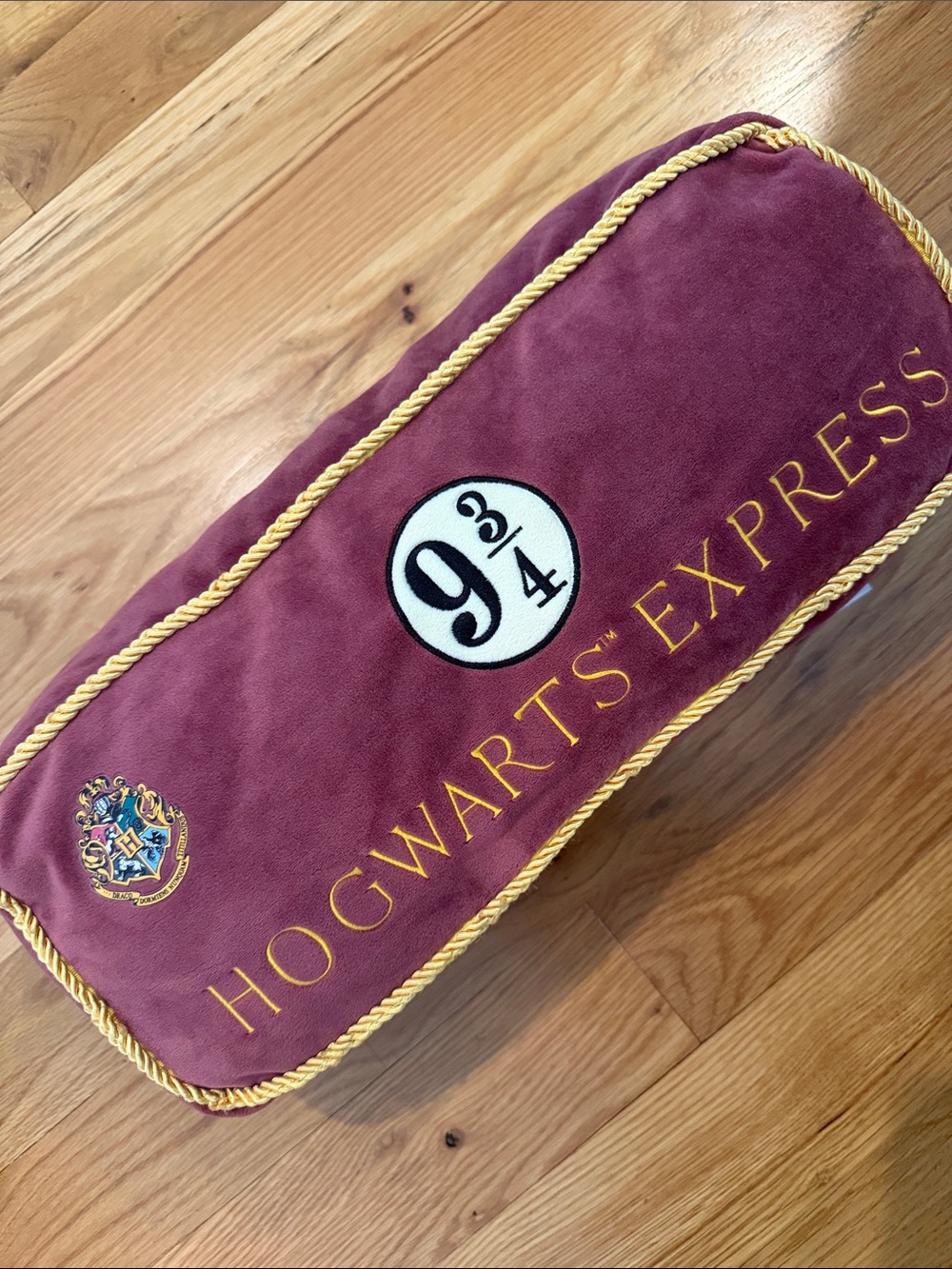Hogwarts Express Burgundy Accent Pillow with Gold Rope Trim
